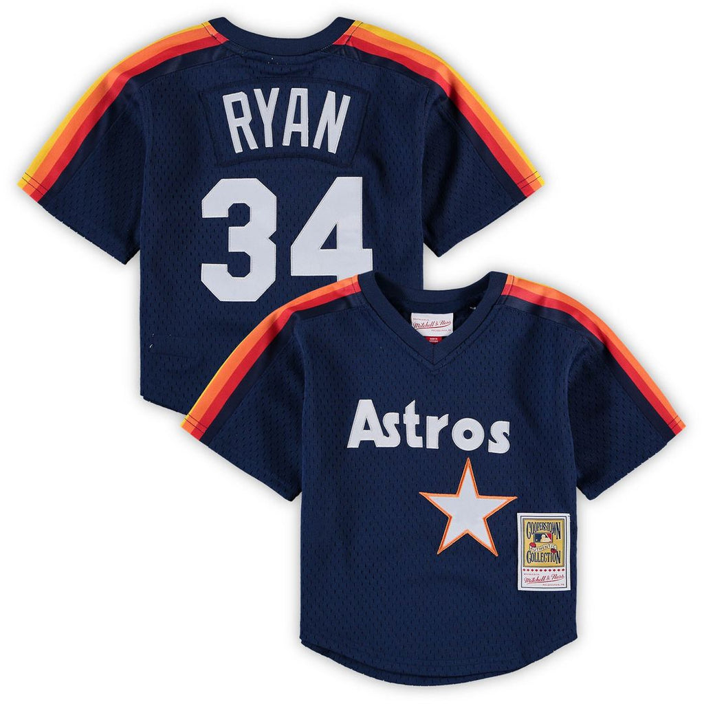 Nolan Ryan Houston Astros Mitchell & Ness Preschool & Toddler Cooperstown Collection Mesh Batting Practice Jersey - Navy Official MLB Team Apparel Bas