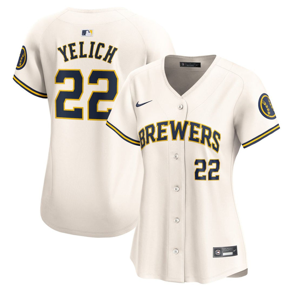 Christian Yelich Milwaukee Brewers Nike Women's Home Limited Player Jersey - Cream Official MLB Team Apparel Baseball Fan Gear