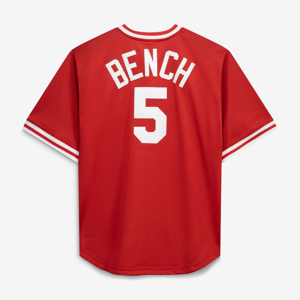 Johnny Bench Cincinnati Reds Mitchell & Ness Cooperstown Collection Big & Tall Mesh Batting Practice Jersey - Red Official MLB Team Apparel Baseball F