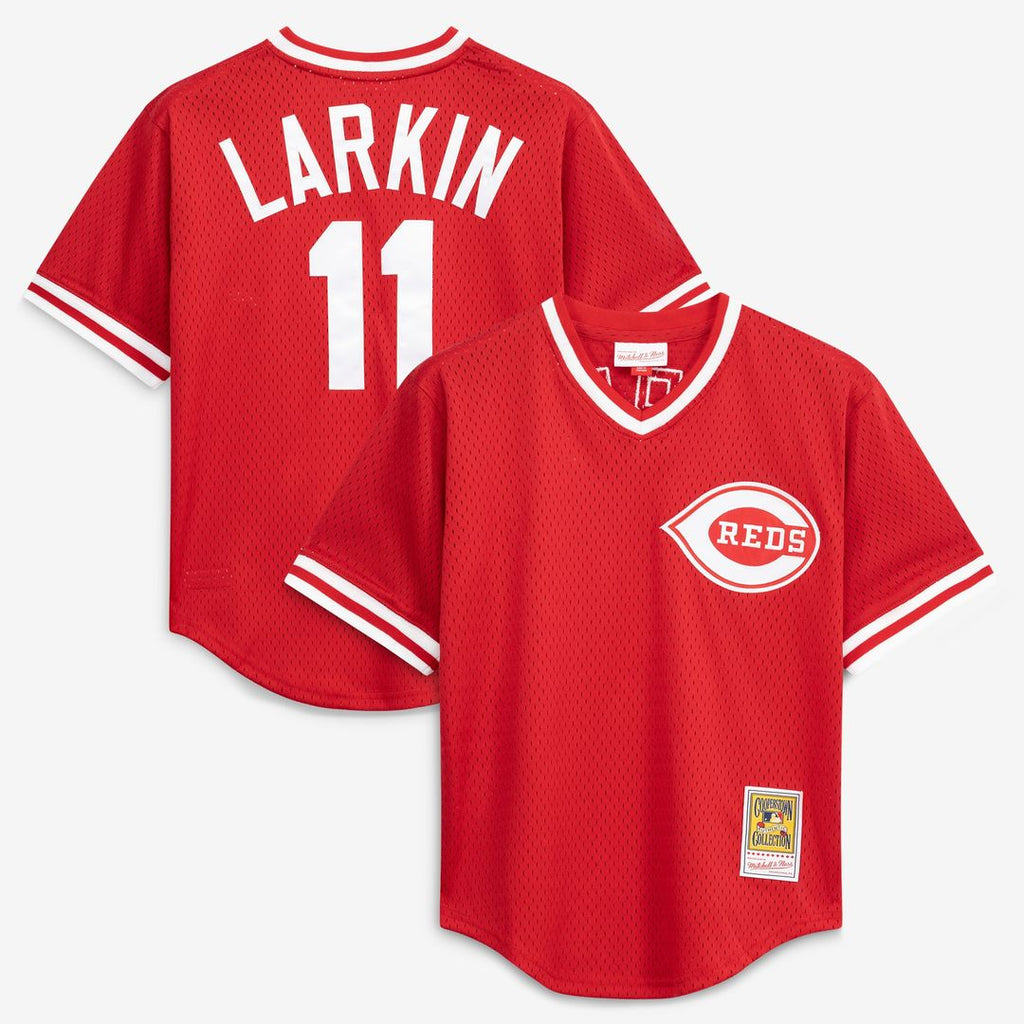 Barry Larkin Cincinnati Reds Mitchell & Ness Authentic Batting Practice Jersey - Red Official MLB Team Apparel Baseball Fan Gear
