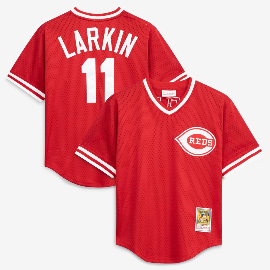 Barry Larkin Cincinnati Reds Mitchell & Ness Authentic Batting Practice Jersey - Red Official MLB Team Apparel Baseball Fan Gear