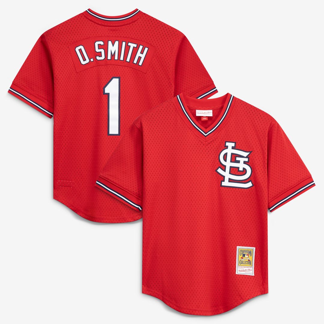 Ozzie Smith St. Louis Cardinals Mitchell & Ness Youth Cooperstown Collection Mesh Batting Practice Jersey - Navy Official MLB Team Apparel Baseball Fa