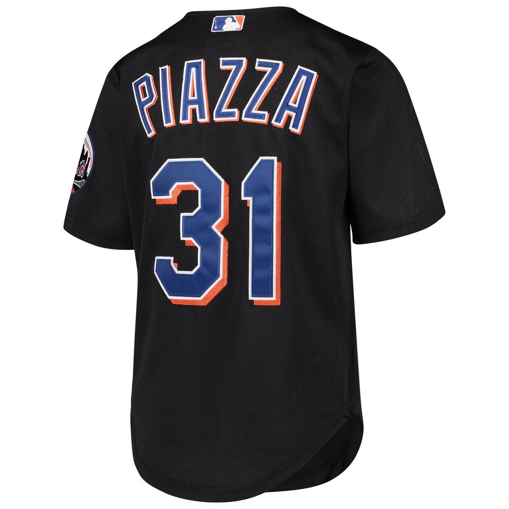 Mike Piazza New York Mets Mitchell & Ness Youth Cooperstown Collection Mesh Batting Practice Jersey - Black Official MLB Team Apparel Baseball Fan Gea