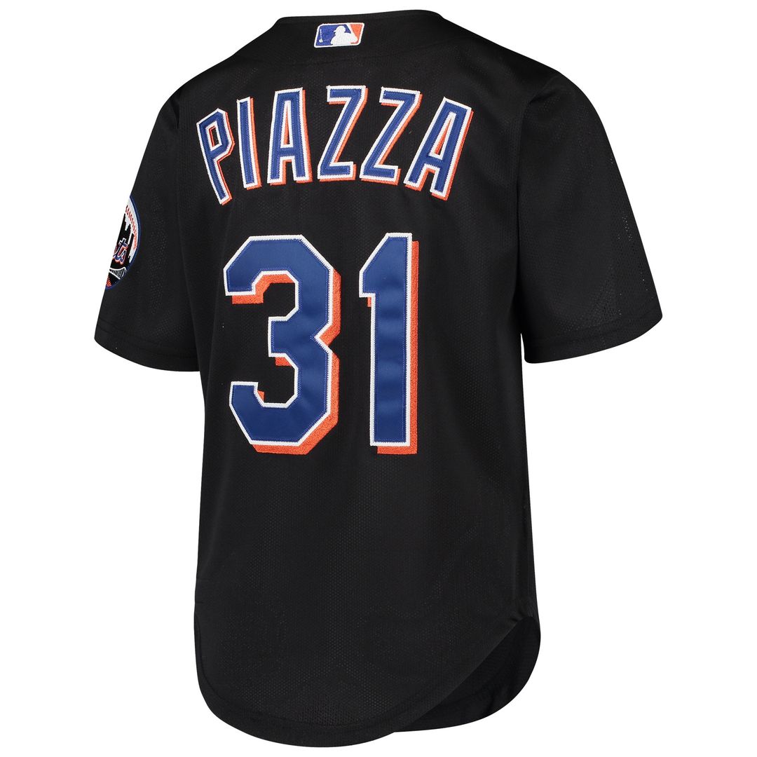 Mike Piazza New York Mets Mitchell & Ness Youth Cooperstown Collection Mesh Batting Practice Jersey - Black Official MLB Team Apparel Baseball Fan Gea