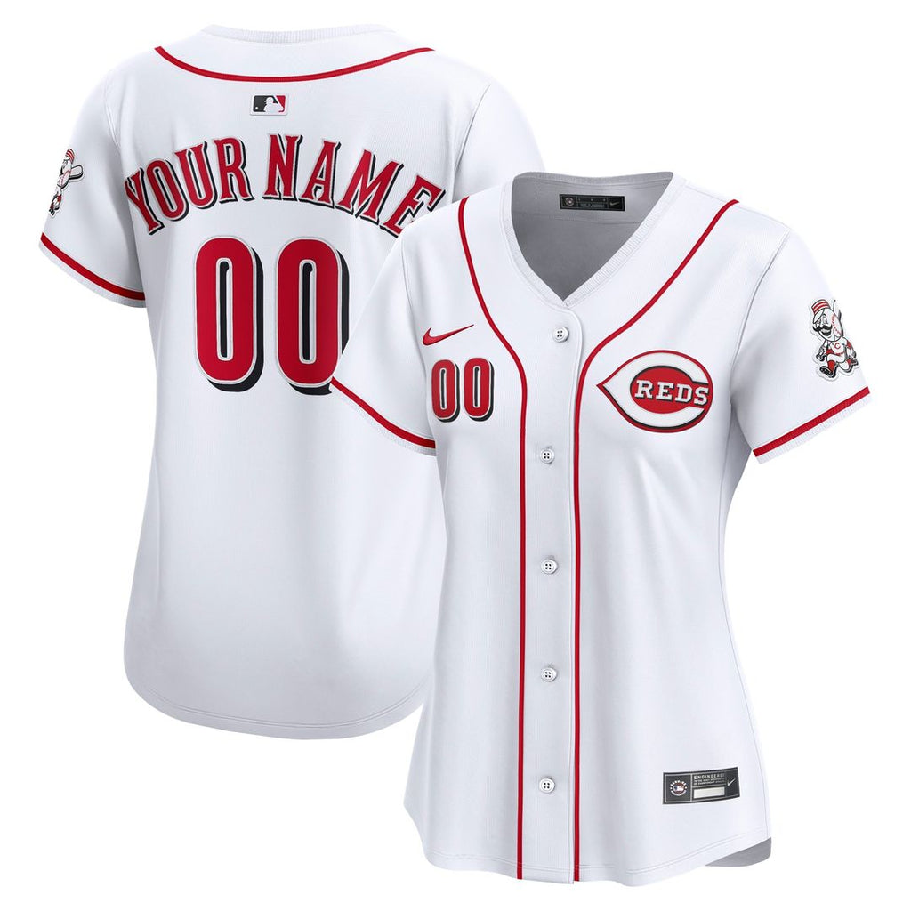Cincinnati Reds Nike Women's Home Limited Custom Jersey - White Official MLB Team Apparel Baseball Fan Gear
