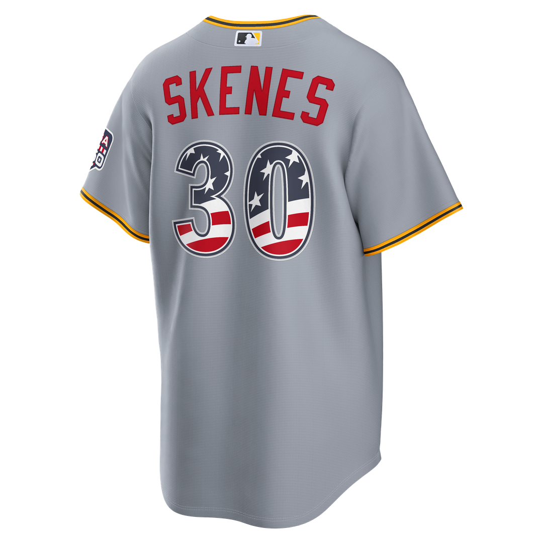 Paul Skenes Pittsburgh Pirates Nike USA 250 Fourth of July Road Stadium Jersey - Gray Official MLB Team Apparel Baseball Fan Gear