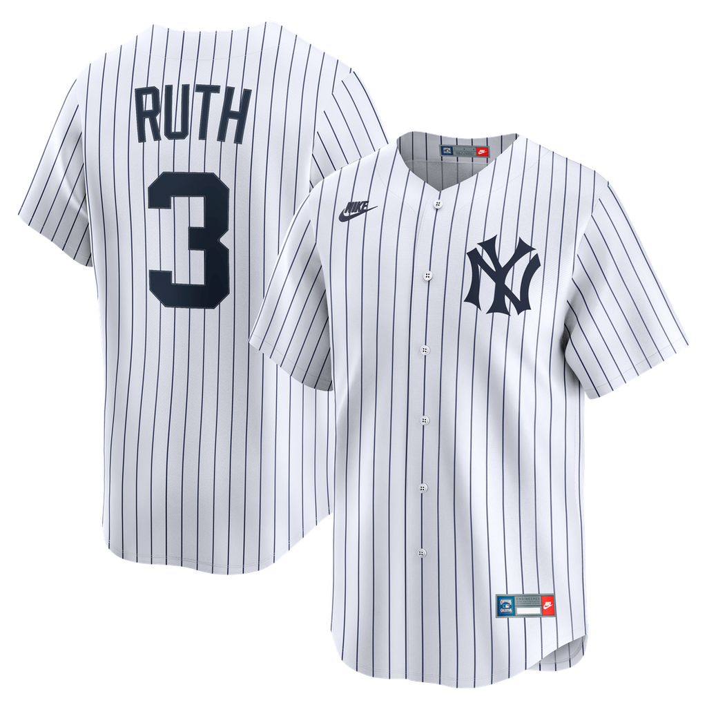 Babe Ruth New York Yankees Nike Throwback Cooperstown Collection Limited Jersey - White Official MLB Team Apparel Baseball Fan Gear
