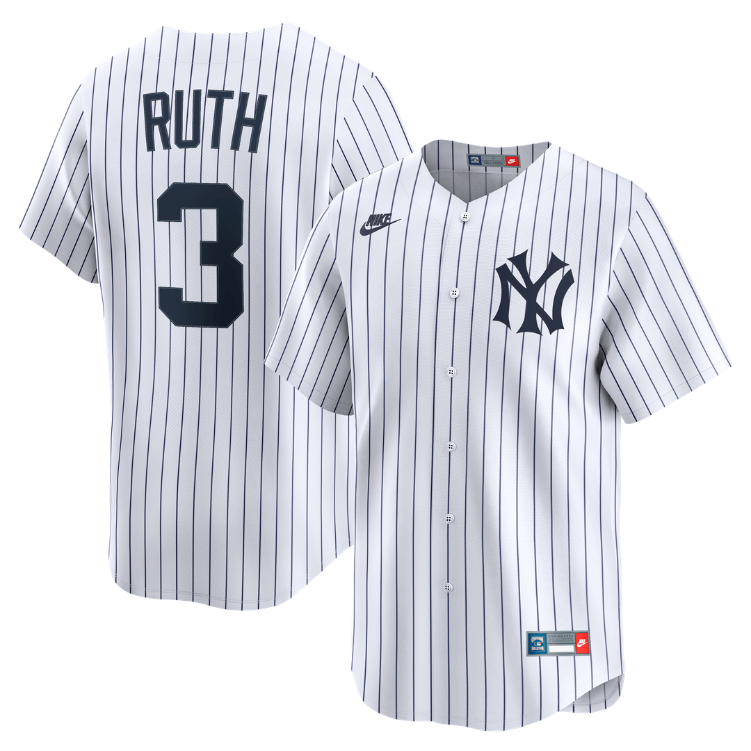 Babe Ruth New York Yankees Nike Throwback Cooperstown Collection Limited Jersey - White Official MLB Team Apparel Baseball Fan Gear