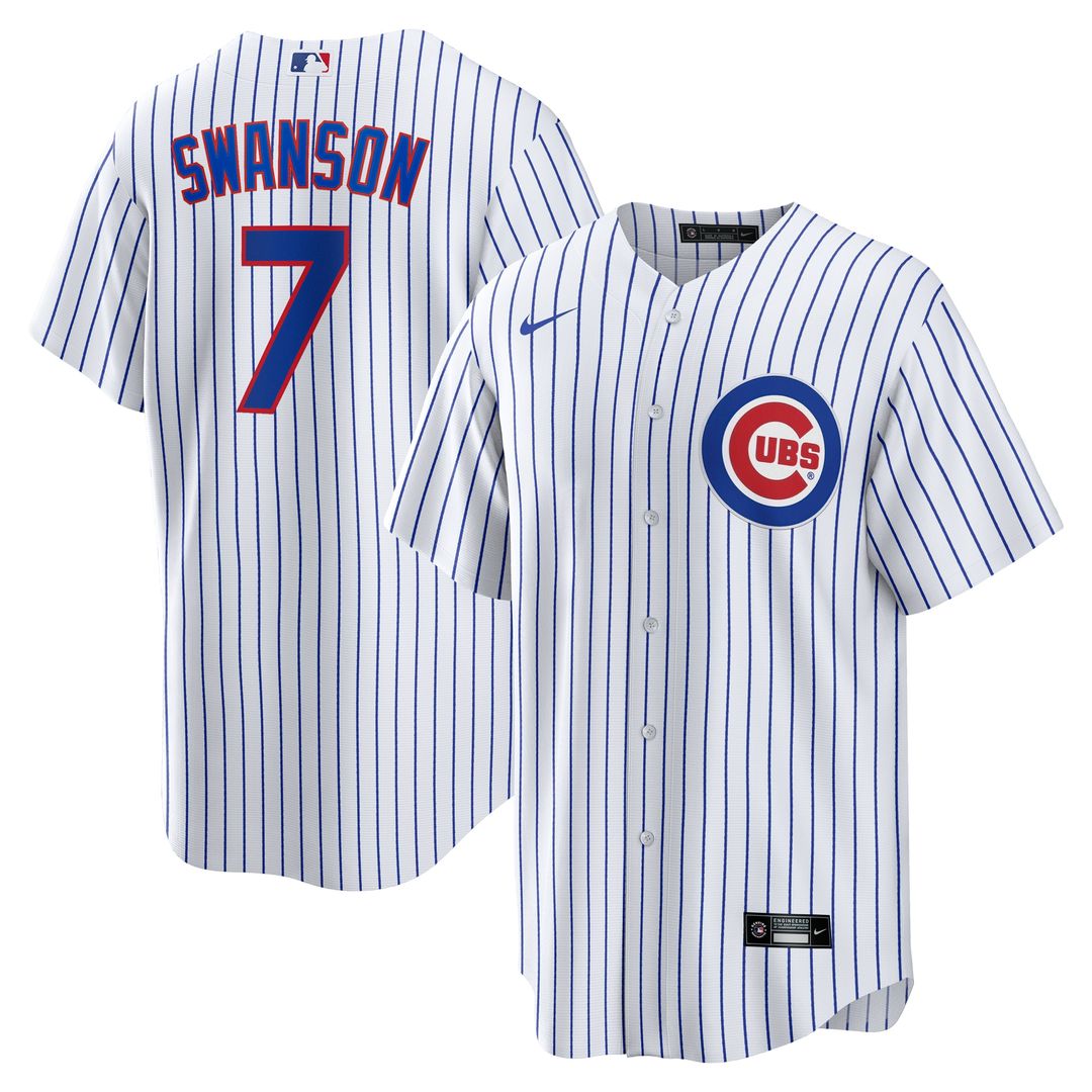 Dansby Swanson Chicago Cubs Nike Replica Player Jersey - White Official MLB Team Apparel Baseball Fan Gear