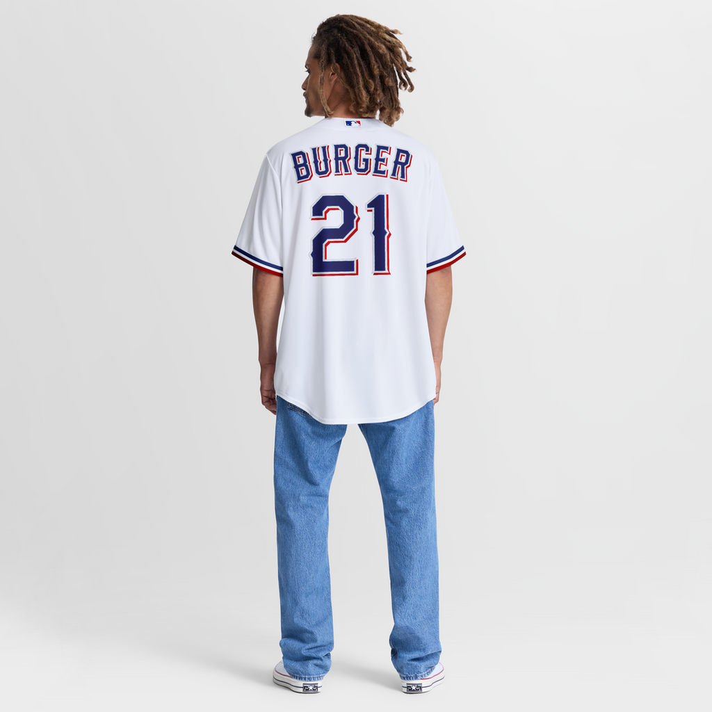 Jake Burger Texas Rangers Nike Home Replica Jersey - White Official MLB Team Apparel Baseball Fan Gear