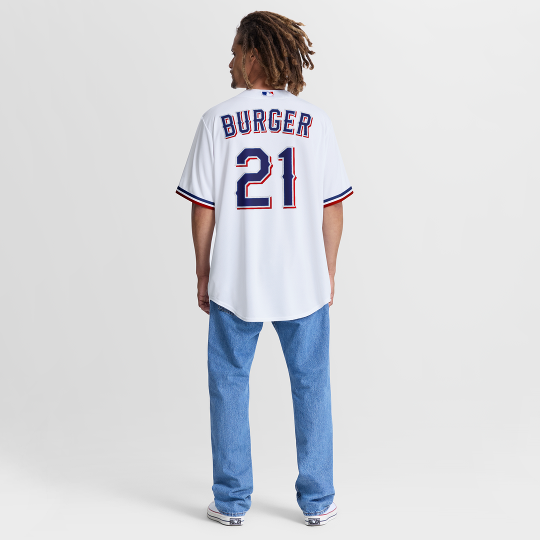 Jake Burger Texas Rangers Nike Home Replica Jersey - White Official MLB Team Apparel Baseball Fan Gear