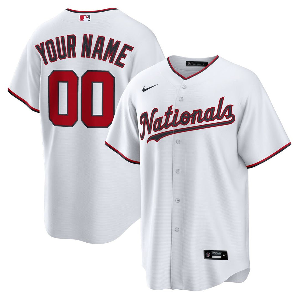Washington Nationals Nike Home Custom Replica Jersey - White Official MLB Team Apparel Baseball Fan Gear