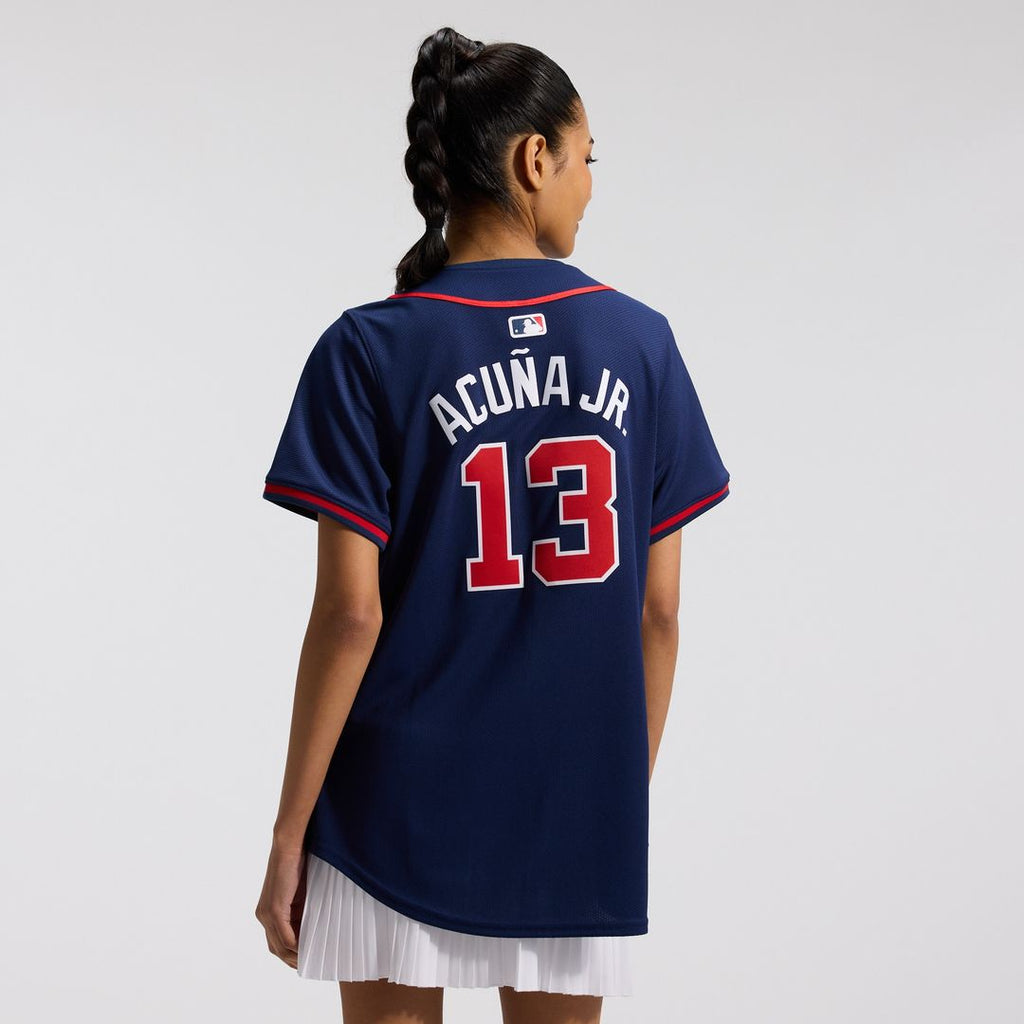 Ronald Acuña Jr. Atlanta Braves Nike Women's Alternate Limited Player Jersey – Navy Official MLB Team Apparel Baseball Fan Gear