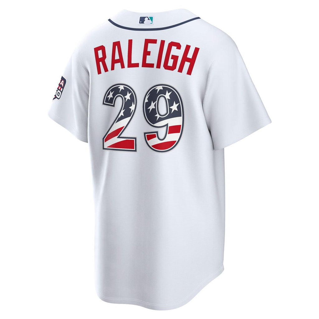 Cal Raleigh Seattle Mariners Nike USA 250 Fourth of July Home Stadium Jersey - White Official MLB Team Apparel Baseball Fan Gear