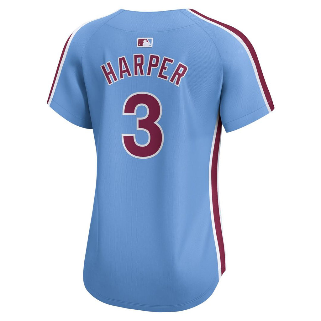 Bryce Harper Philadelphia Phillies Nike Women's Alternate Limited Player Jersey – Light Blue Official MLB Team Apparel Baseball Fan Gear