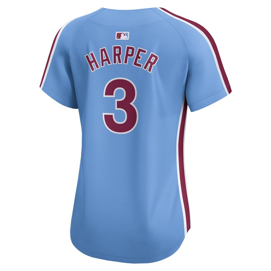 Bryce Harper Philadelphia Phillies Nike Women's Alternate Limited Player Jersey – Light Blue Official MLB Team Apparel Baseball Fan Gear