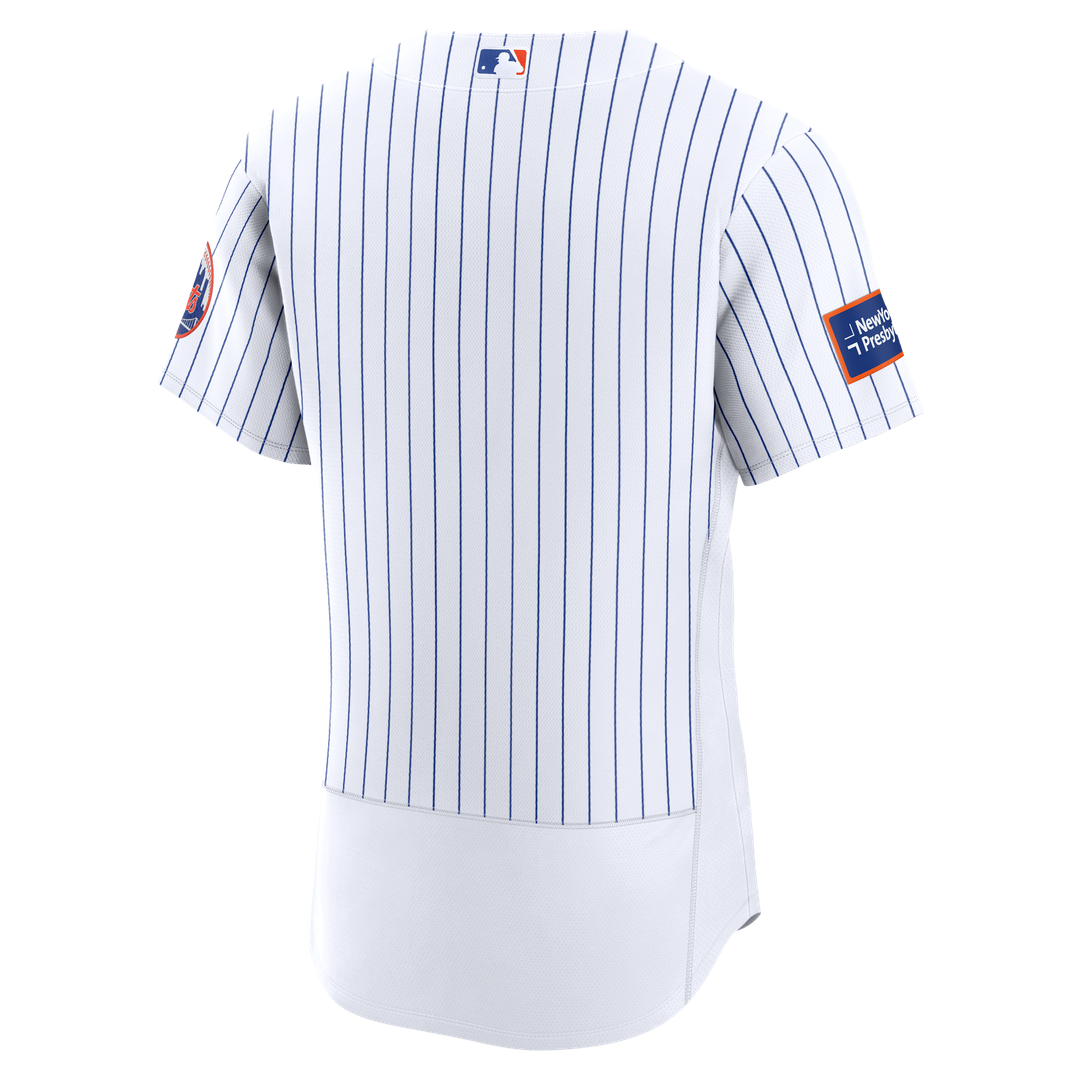 New York Mets Nike Home Sponsor Patch Authentic Jersey - White Official MLB Team Apparel Baseball Fan Gear