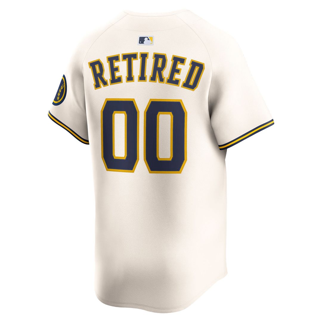 Milwaukee Brewers Nike Home Limited Pick-A-Player Retired Roster Jersey - Cream Official MLB Team Apparel Baseball Fan Gear