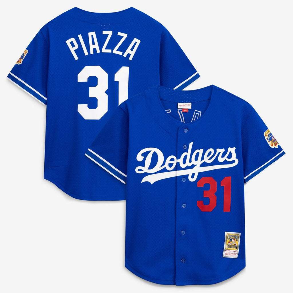 Mike Piazza Los Angeles Dodgers Mitchell & Ness Cooperstown Collection Mesh Batting Practice Button-Up Jersey - Royal Official MLB Team Apparel Baseba