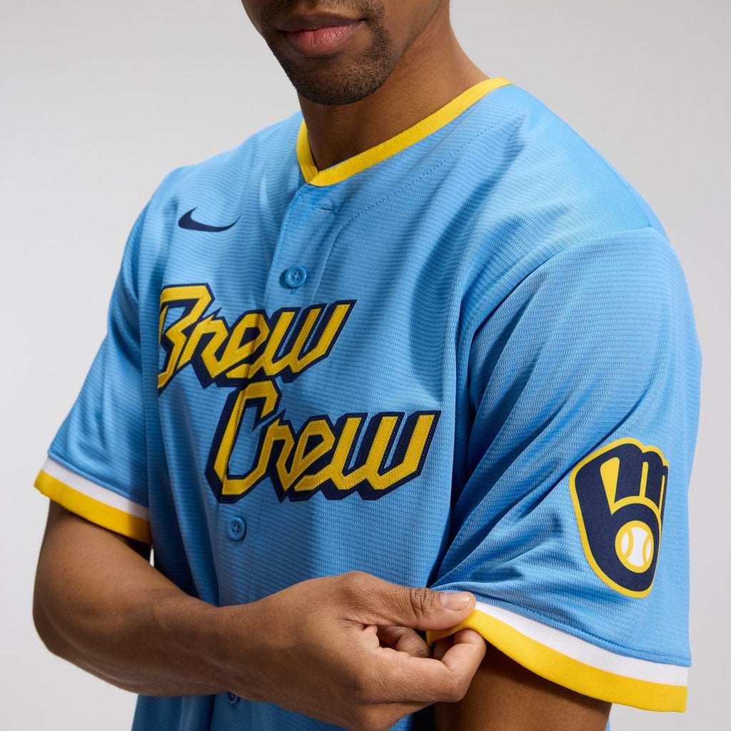 Milwaukee Brewers Nike City Connect Replica Team Jersey - Powder Blue Official MLB Team Apparel Baseball Fan Gear