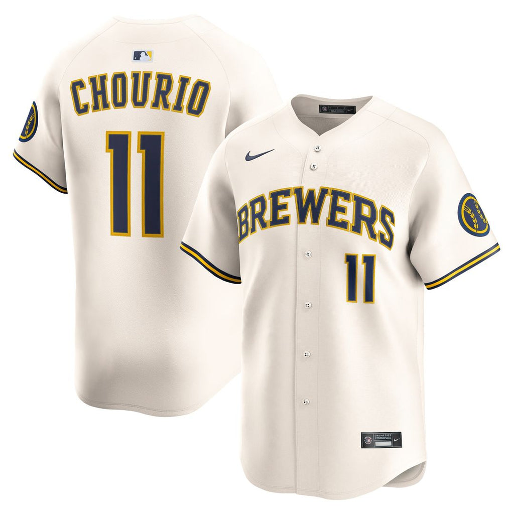 Jackson Chourio Milwaukee Brewers Nike Home Limited Jersey - Cream Official MLB Team Apparel Baseball Fan Gear