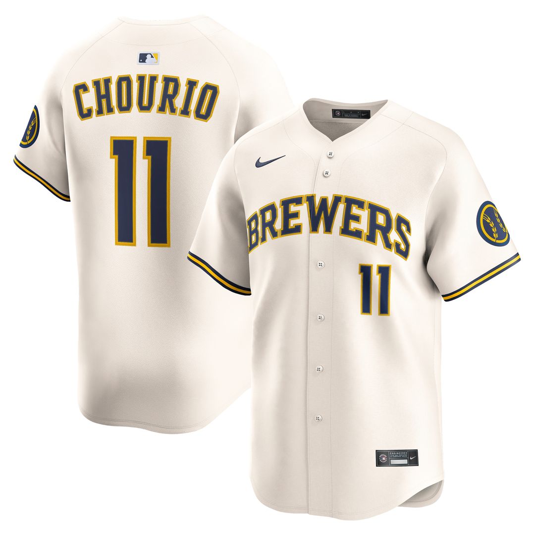 Jackson Chourio Milwaukee Brewers Nike Home Limited Jersey - Cream Official MLB Team Apparel Baseball Fan Gear