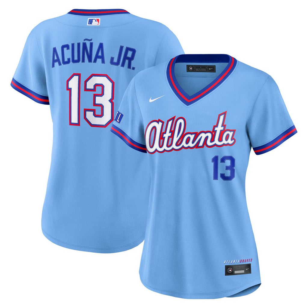 Ronald Acuña Jr. Atlanta Braves Nike Women's 2026 City Connect Stadium Jersey - Powder Blue Official MLB Team Apparel Baseball Fan Gear