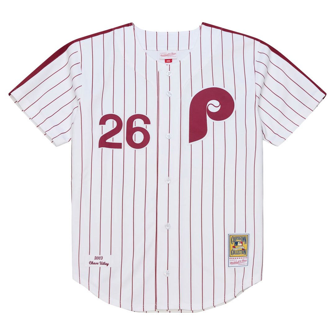 Chase Utley Philadelphia Phillies Mitchell & Ness 2003 Cooperstown Collection Authentic Jersey - White Official MLB Team Apparel Baseball Fan Gear