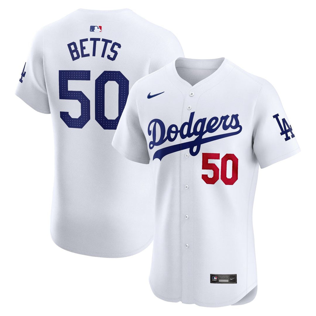 Mookie Betts Los Angeles Dodgers Nike Home Elite Jersey - White Official MLB Team Apparel Baseball Fan Gear