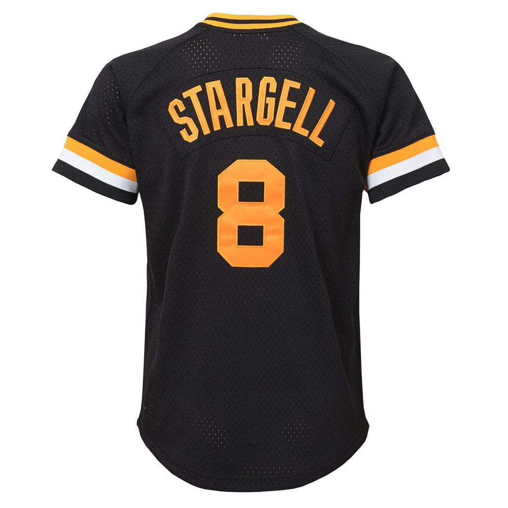 Willie Stargell Pittsburgh Pirates Mitchell & Ness Youth Cooperstown Collection Mesh Batting Practice Jersey - Black Official MLB Team Apparel Basebal