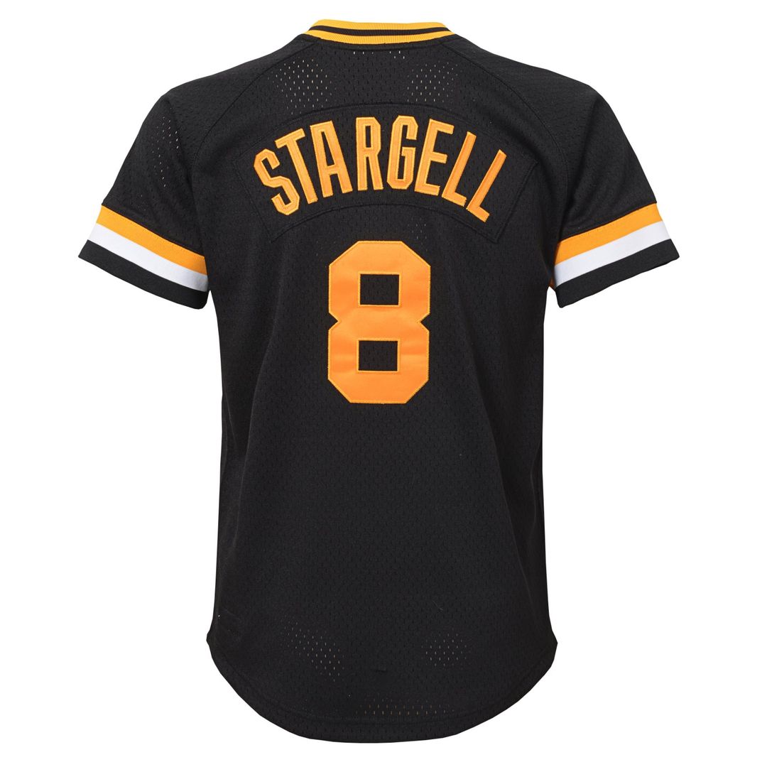 Willie Stargell Pittsburgh Pirates Mitchell & Ness Youth Cooperstown Collection Mesh Batting Practice Jersey - Black Official MLB Team Apparel Basebal