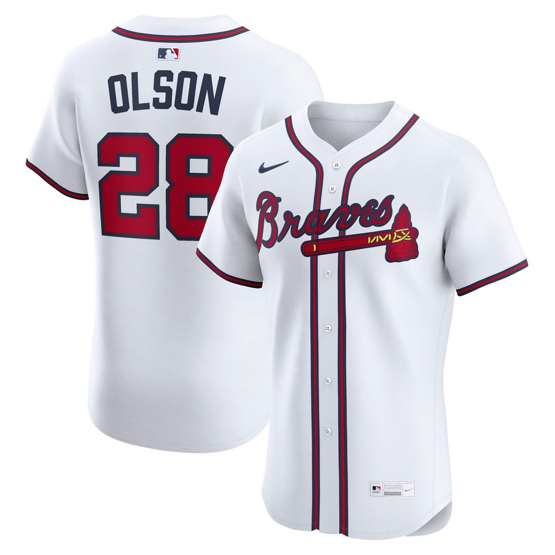 Matt Olson Atlanta Braves Nike Home Elite Player Jersey - White Official MLB Team Apparel Baseball Fan Gear