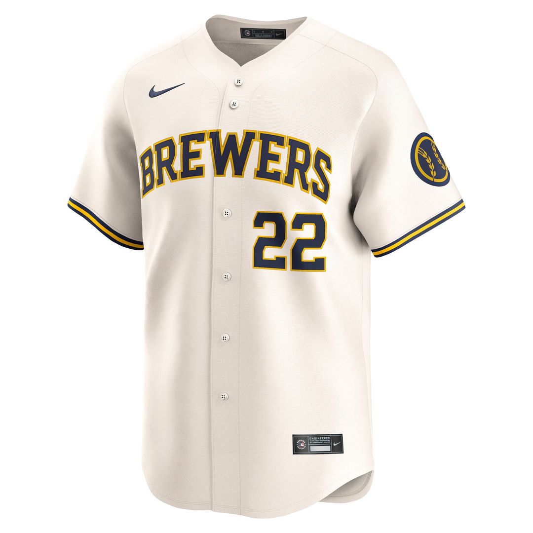 Christian Yelich Milwaukee Brewers Nike Home Limited Player Jersey - Cream Official MLB Team Apparel Baseball Fan Gear