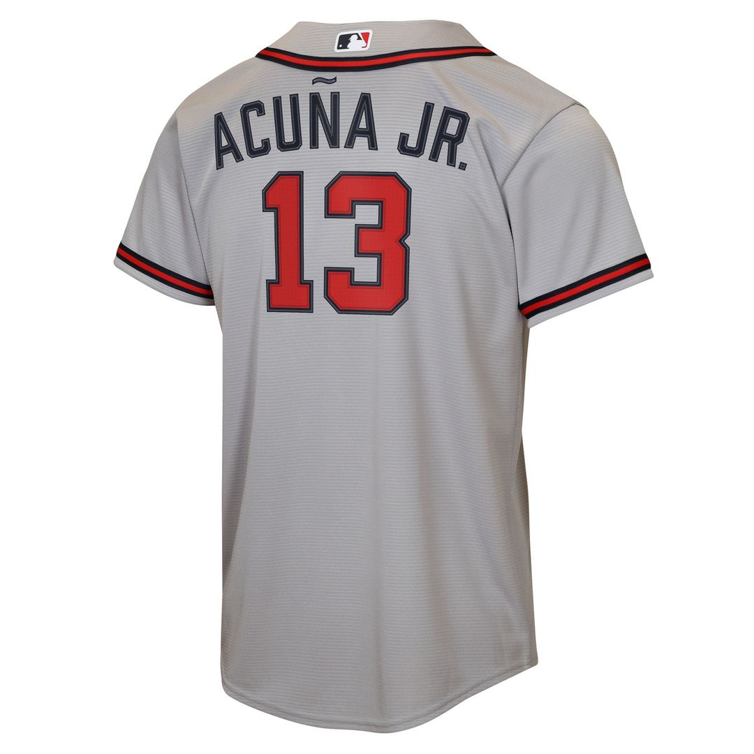 Ronald Acuña Jr. Atlanta Braves Nike Youth Road Replica Jersey - Gray Official MLB Team Apparel Baseball Fan Gear