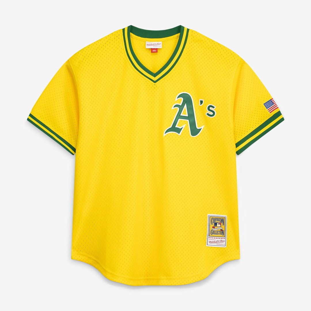 Rickey Henderson Athletics Mitchell & Ness Authentic Batting Practice Jersey - Yellow Official MLB Team Apparel Baseball Fan Gear