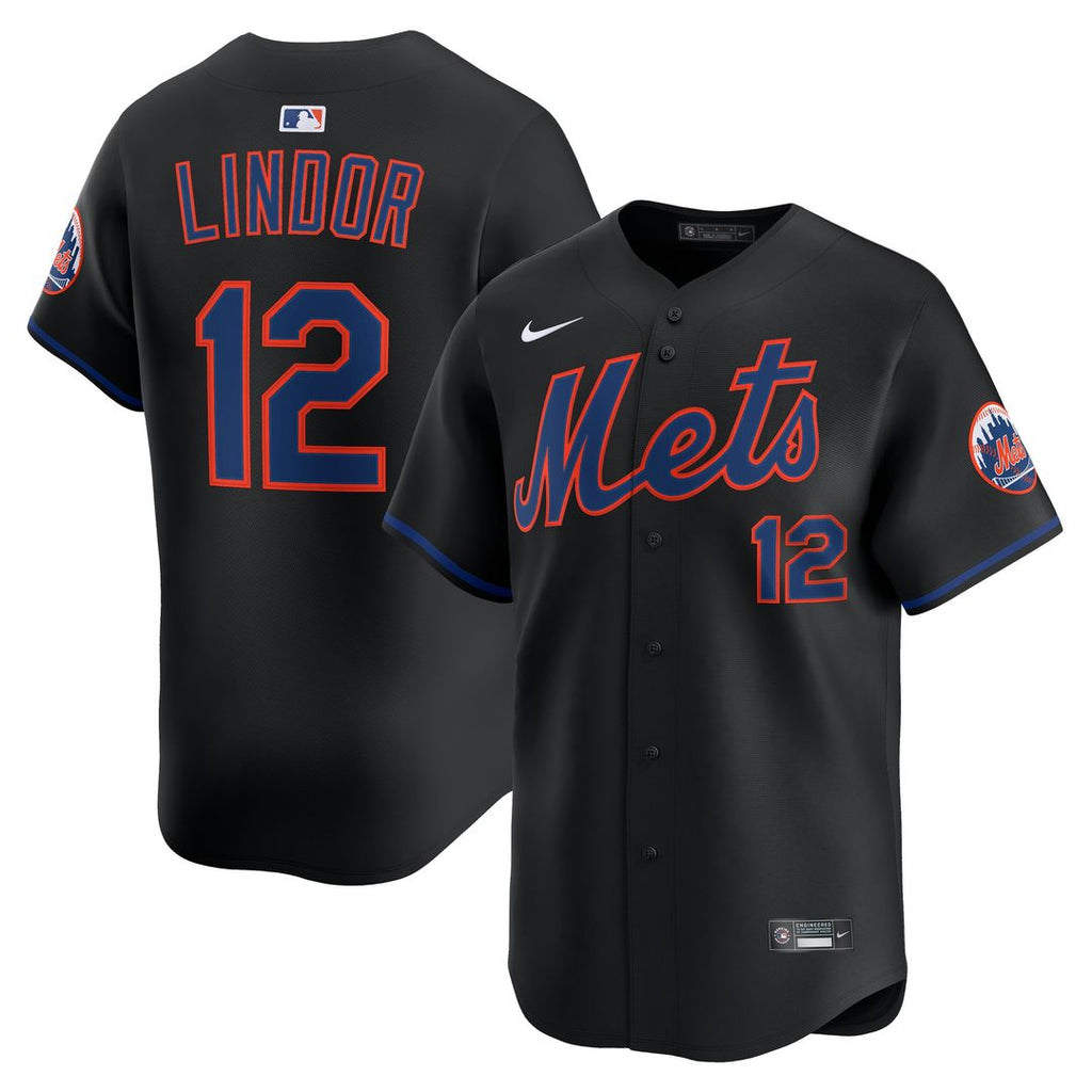 Francisco Lindor New York Mets Nike Alternate Limited Jersey - Black Official MLB Team Apparel Baseball Fan Gear