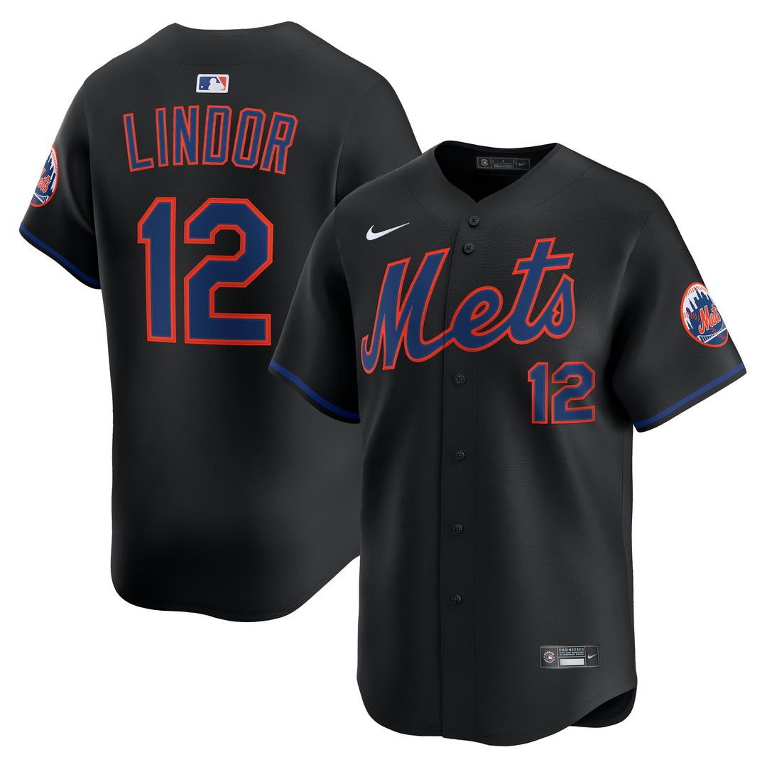 Francisco Lindor New York Mets Nike Alternate Limited Jersey - Black Official MLB Team Apparel Baseball Fan Gear