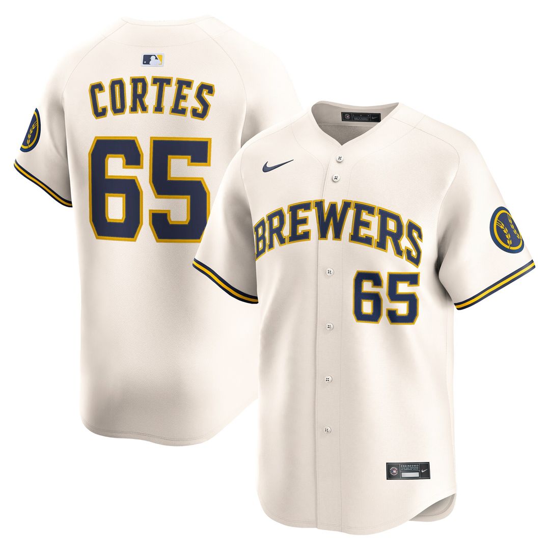 Nestor Cortes Milwaukee Brewers Nike Home Limited Player Jersey - Cream Official MLB Team Apparel Baseball Fan Gear
