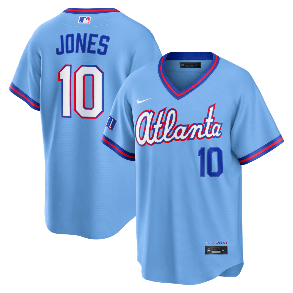 Chipper Jones Atlanta Braves Nike 2026 City Connect Stadium Jersey - Powder Blue Official MLB Team Apparel Baseball Fan Gear