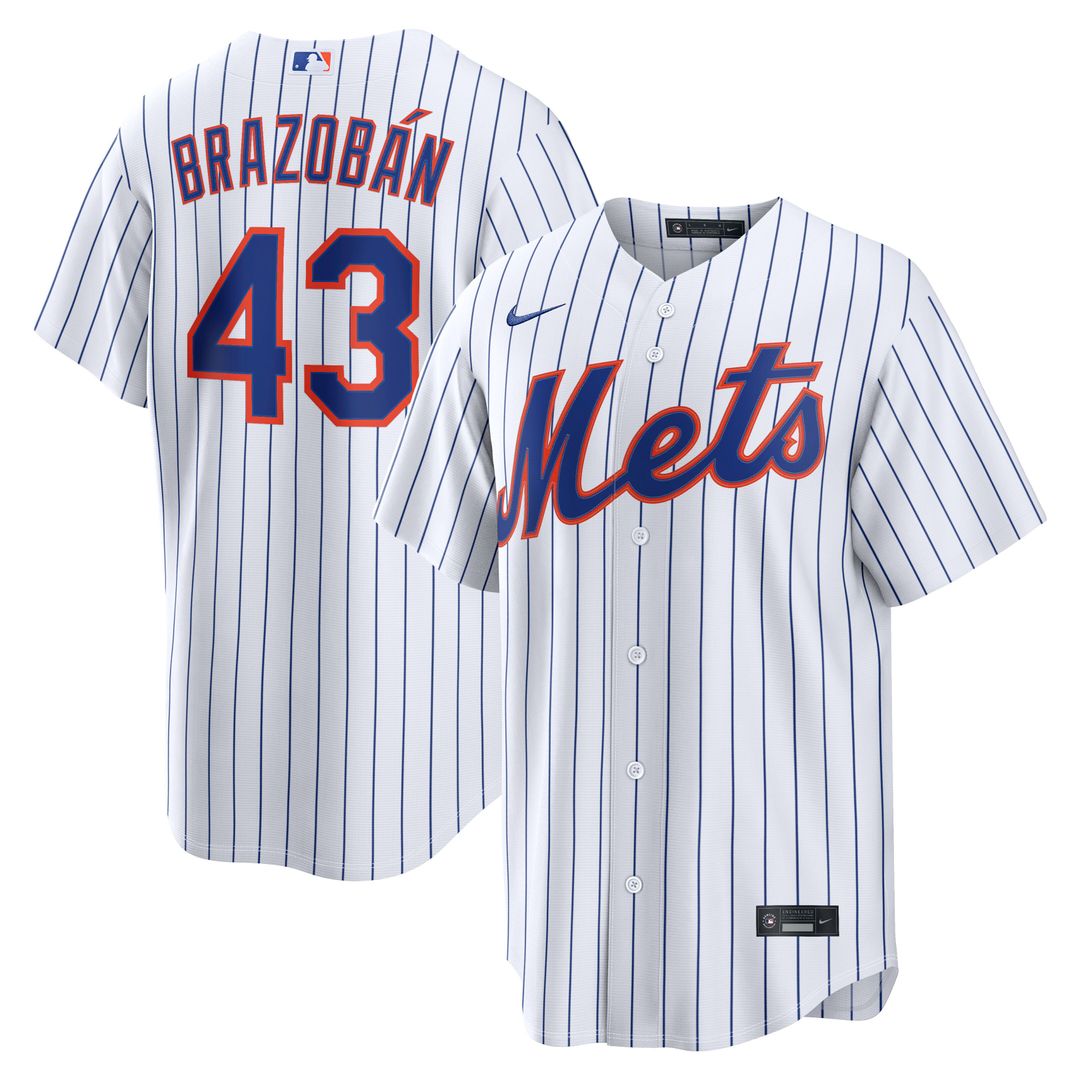 Huascar Brazobán New York Mets Nike Home Replica Jersey - White Official MLB Team Apparel Baseball Fan Gear