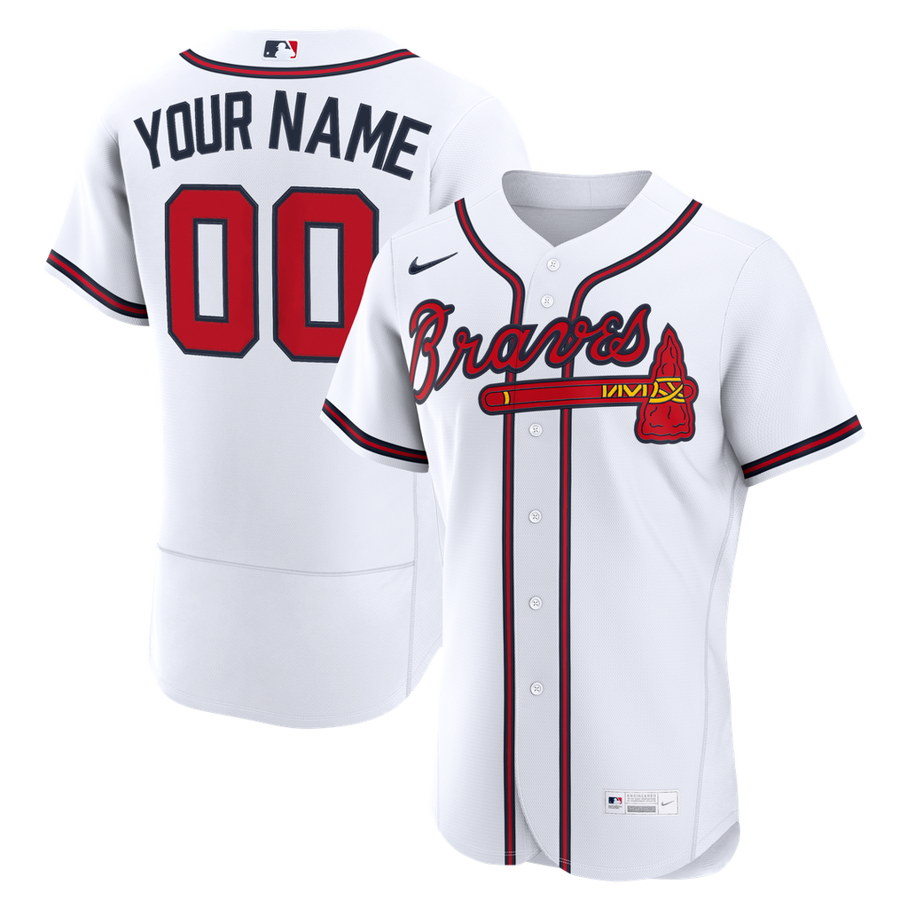 Atlanta Braves Nike Home Authentic Custom Jersey - White Official MLB Team Apparel Baseball Fan Gear