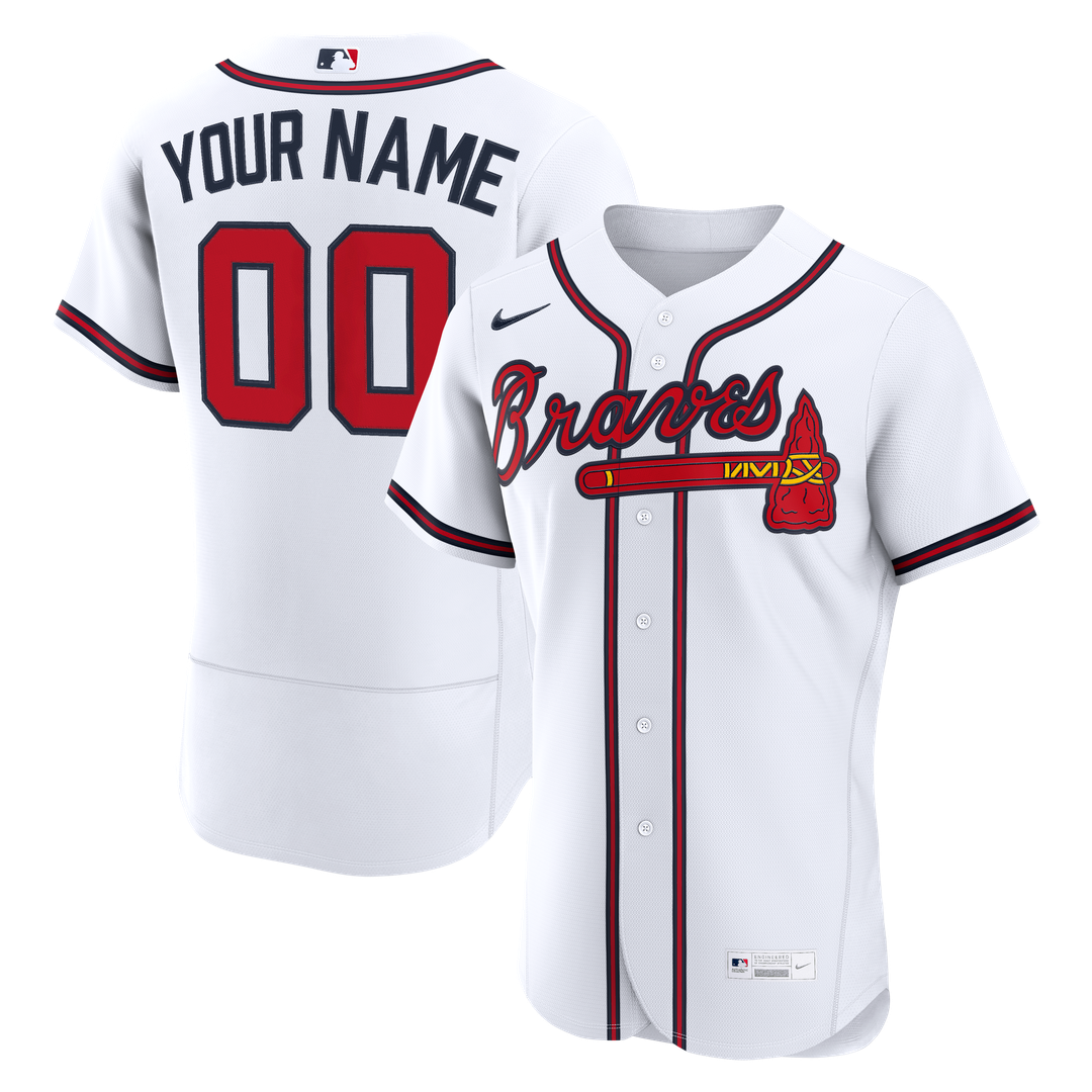 Atlanta Braves Nike Home Authentic Custom Jersey - White Official MLB Team Apparel Baseball Fan Gear