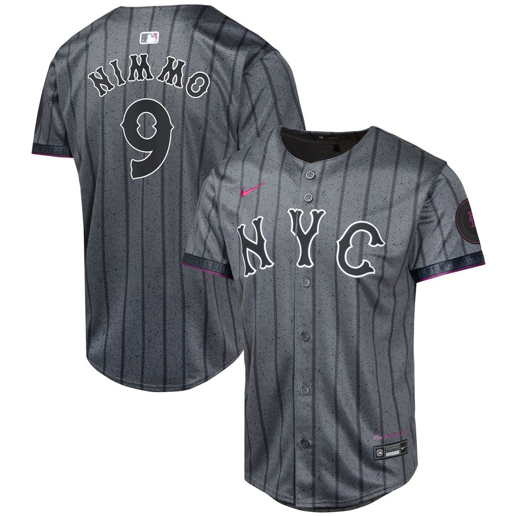 Brandon Nimmo New York Mets Nike Youth 2024 City Connect Limited Player Jersey - Graphite Official MLB Team Apparel Baseball Fan Gear