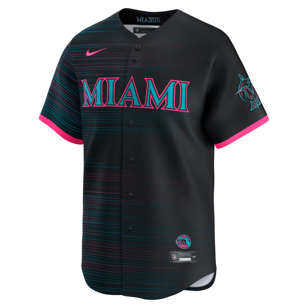 Miami Marlins Nike 2025 City Connect Limited Jersey - Black Official MLB Team Apparel Baseball Fan Gear