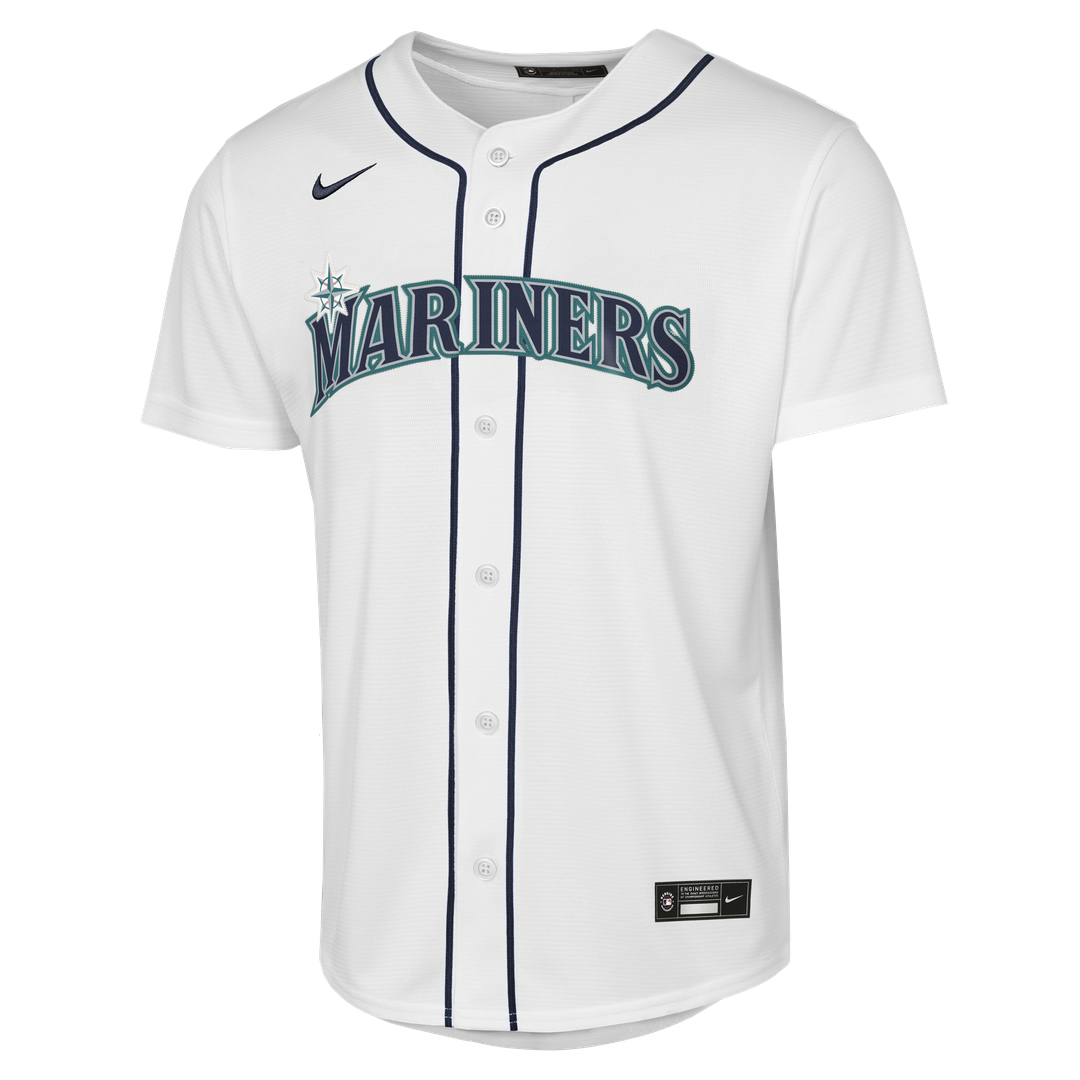 Cal Raleigh Seattle Mariners Nike Youth Home Baseline Jersey - White Official MLB Team Apparel Baseball Fan Gear