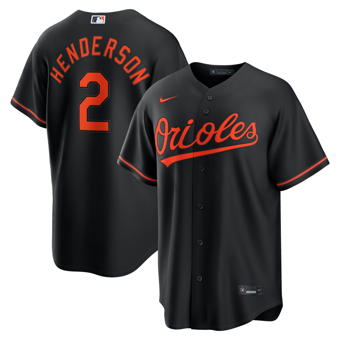Gunnar Henderson Baltimore Orioles Nike Alternate Replica Jersey - Black Official MLB Team Apparel Baseball Fan Gear