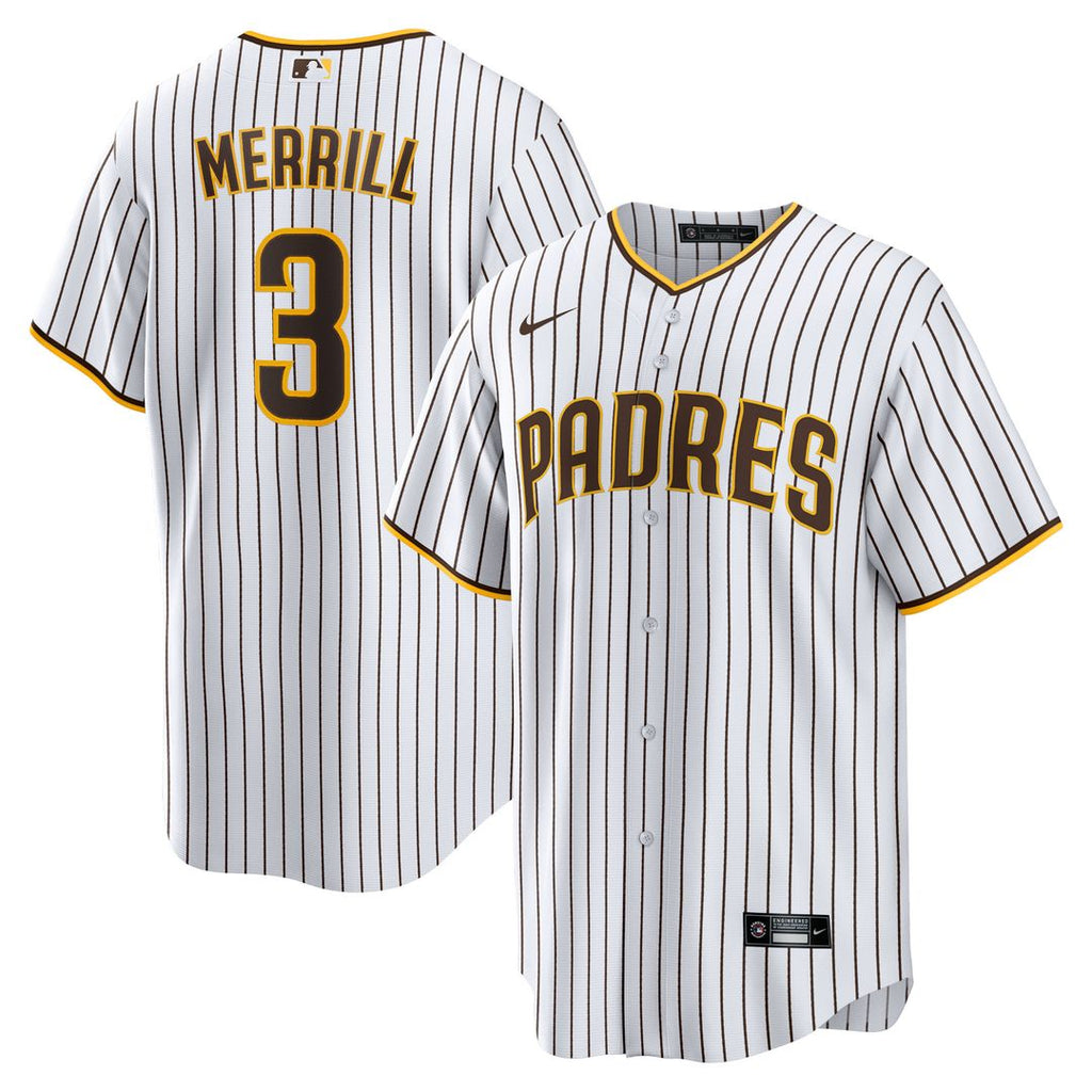 Jackson Merrill San Diego Padres Nike Home Replica Jersey - White Official MLB Team Apparel Baseball Fan Gear