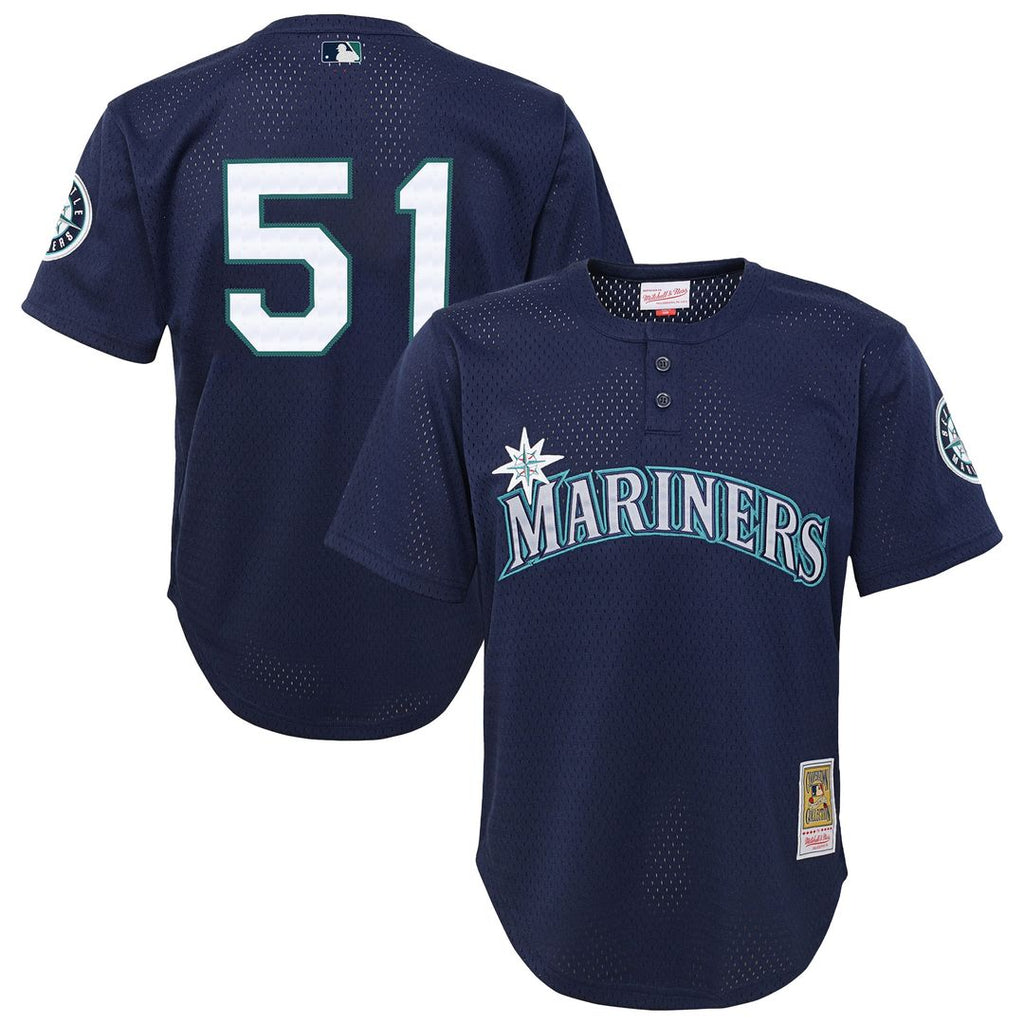 Ichiro Suzuki Seattle Mariners Mitchell & Ness Youth Cooperstown Collection Mesh Batting Practice Jersey - Navy Official MLB Team Apparel Baseball Fan