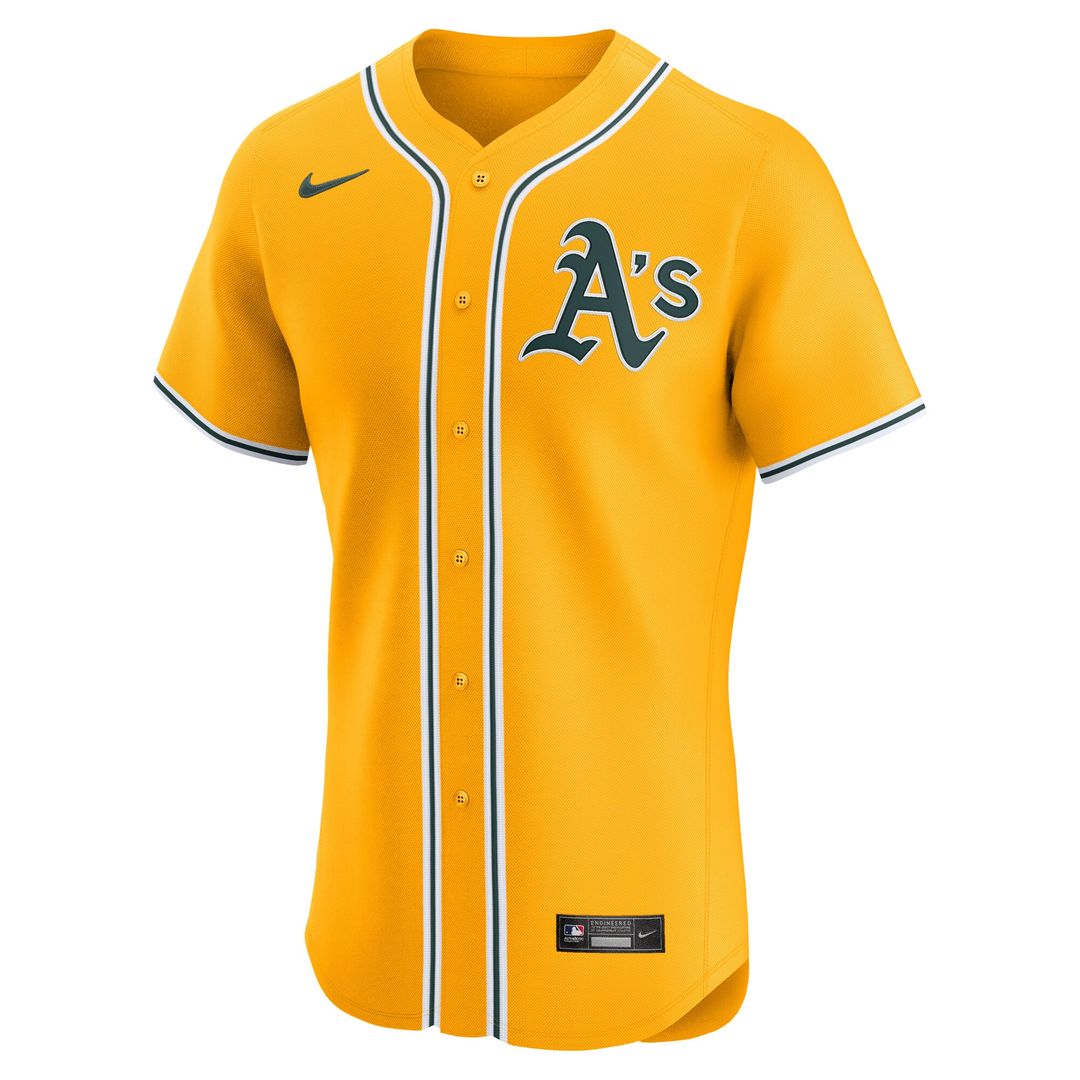 Athletics Nike Alternate 2 Elite Jersey - Gold Official MLB Team Apparel Baseball Fan Gear