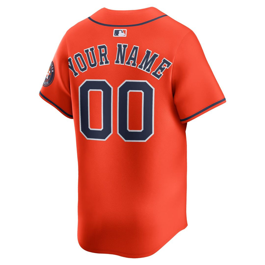 Houston Astros Nike Alternate Limited Custom Jersey - Orange Official MLB Team Apparel Baseball Fan Gear